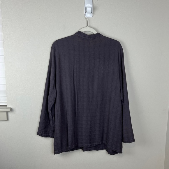 CP Shades Black Button Front Rayon Floral Tunic Lagenlook - Picture 3 of 5